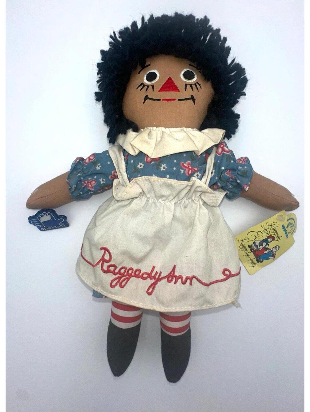 RAGGEDY ANN Black Ethnic African American Plush Doll 12Inch By Applause